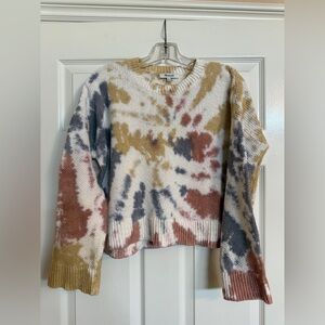 Madewell Pastel Tie-Dye Crewneck Sweater in White, Rust & Mustard 100% Cotton S